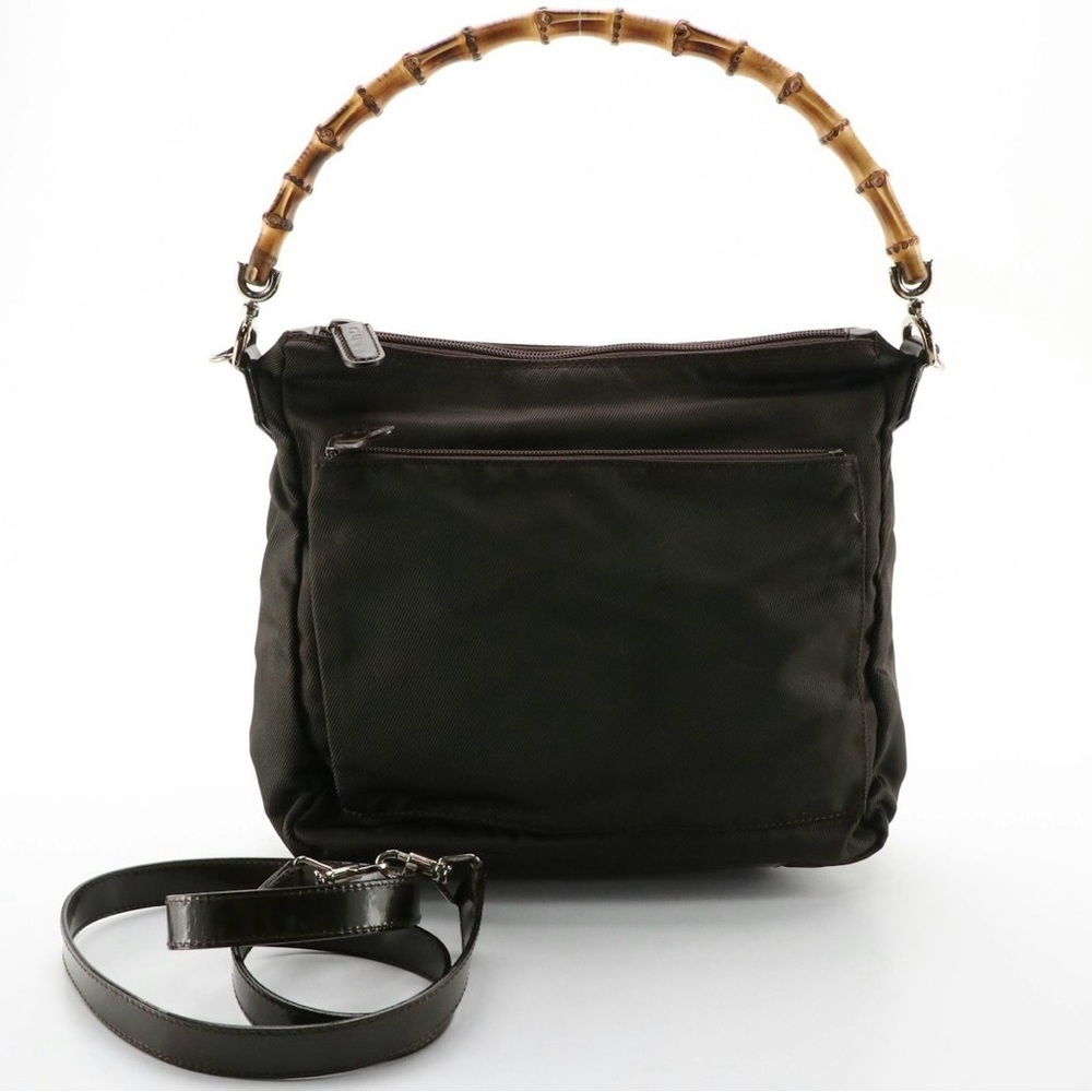 90s Black Gucci Bamboo Handle Shoulder Bag